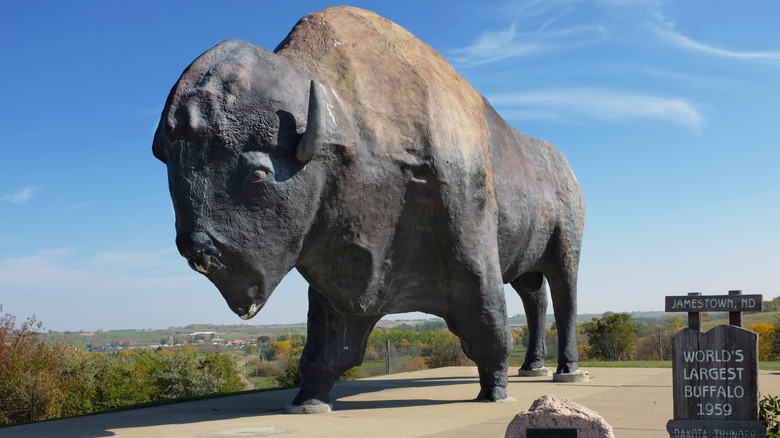 A giant buffalo statue