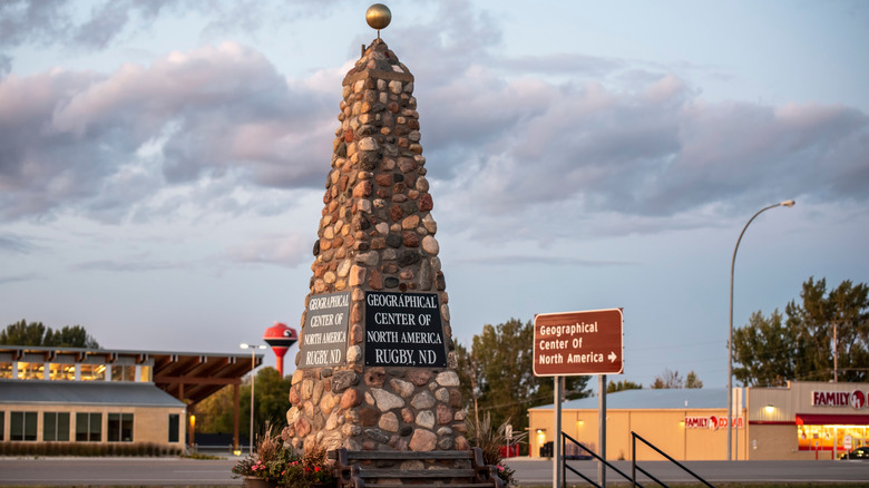 Monument of the geographical center of North America in Rugby
