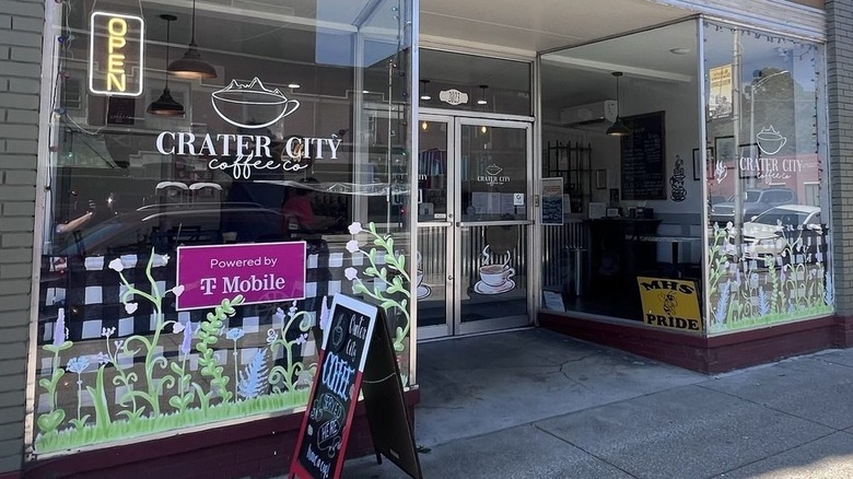 Outside of Crater City Coffee Co. in downtown Middlesboro, Kentucky