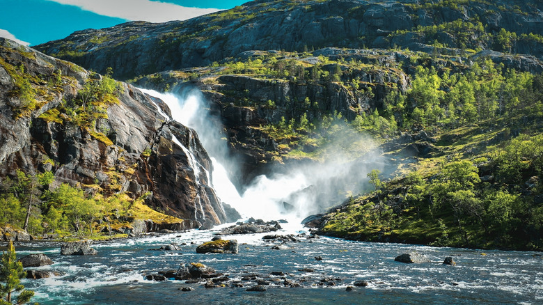 Nykkjesoyfossen Waterfall in Hardangervidda National Park, Norway
