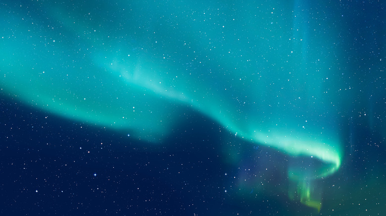 Blue aurora borealis in Northern Norway