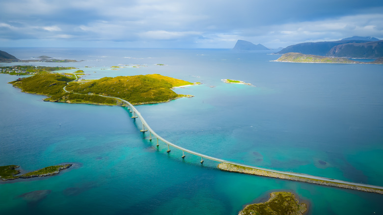 An aerial view over Sommarøy, Norway