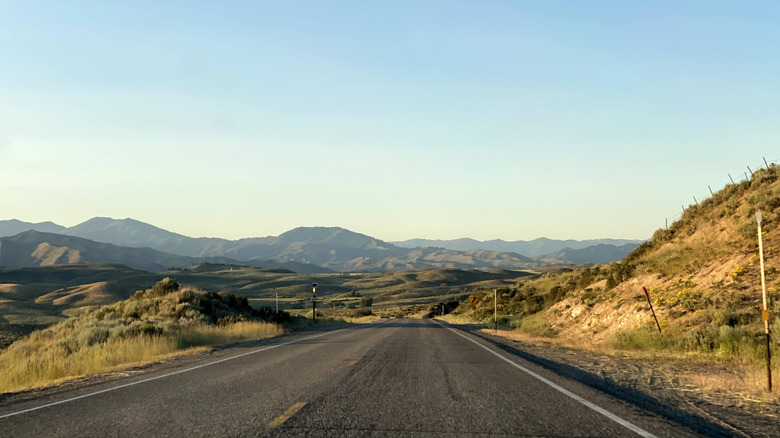 Highway in the high desert landscape of Idaho
