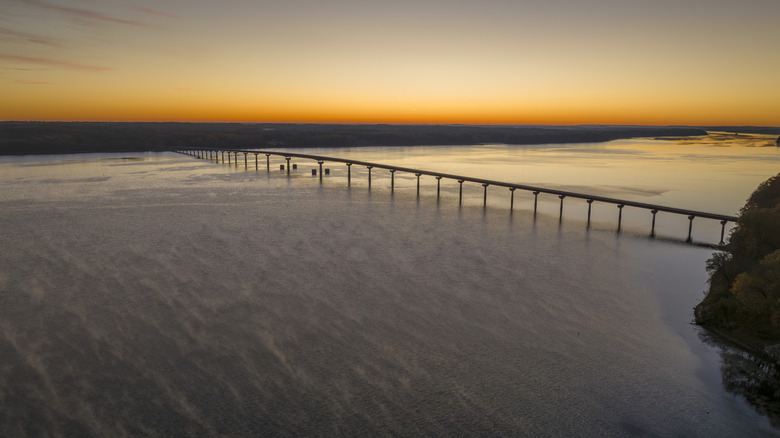 The John Coffee Bridge on the Natchez Trace Parkway at sunset