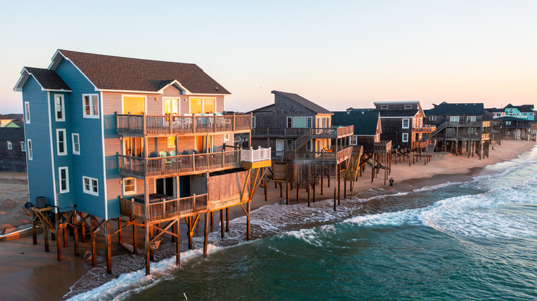 Houses on the beach at Buxton, North Carolina