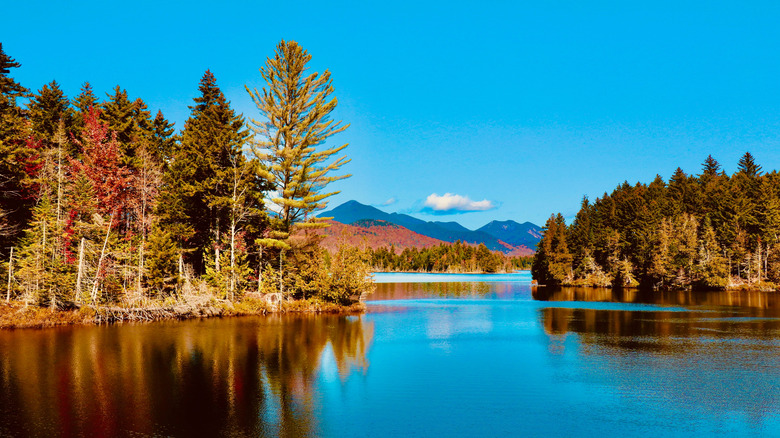 View over Boreas Ponds in New York's Adirondack Mountains in autumn