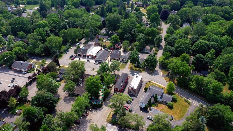 Aerial view of downtown Franklin, Michigan