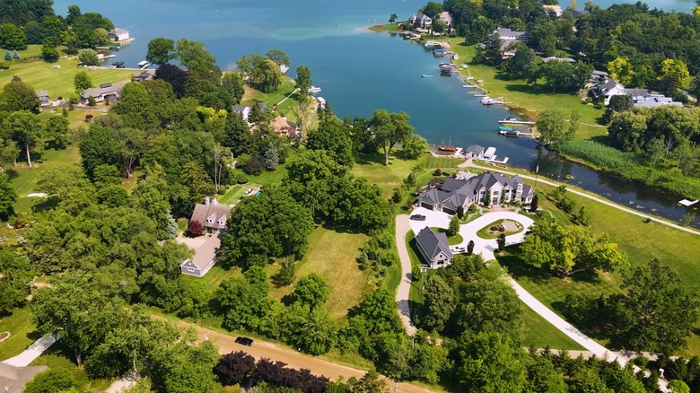 Aerial view of Lake Angelus, Michigan