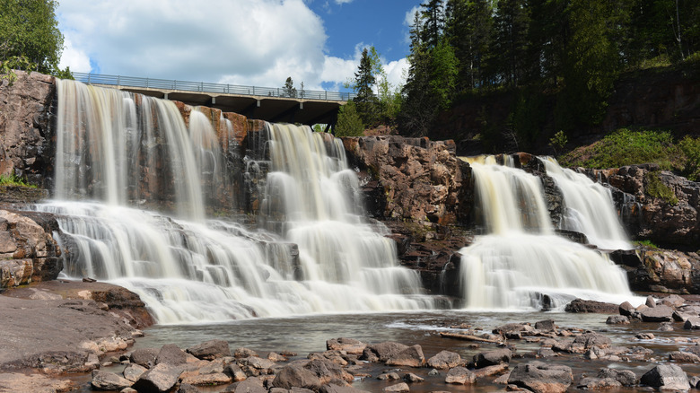 View of the falls at  Gooseberry Falls State Park in Minnesota