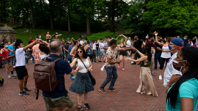 People social dancing at Central Park in New York City