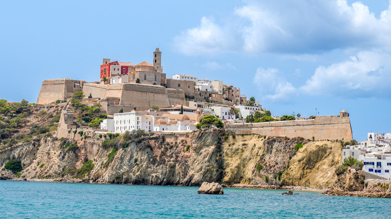 view of the historic part of Old Town Eivissa from the sea