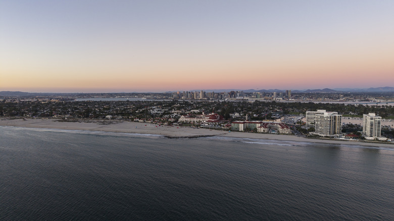Beach and buildings in Coronado, California