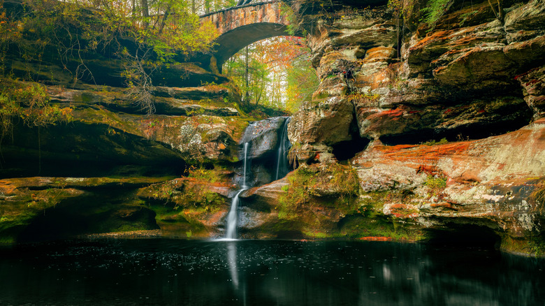 A cave waterfall at Hocking Hills State Park in Ohio