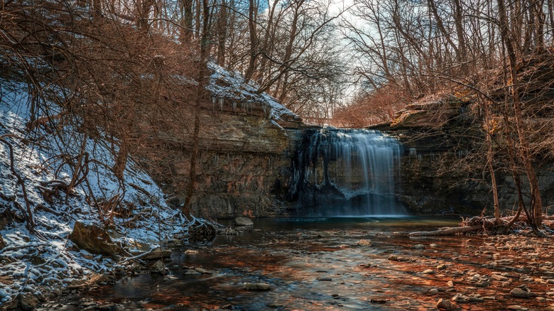 Millikin Falls in Quarry Trails State Park near Columbus, in winter
