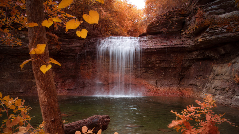 A colorful image of the Millikin Falls at Quarry Trails Park in near Plain City Ohio