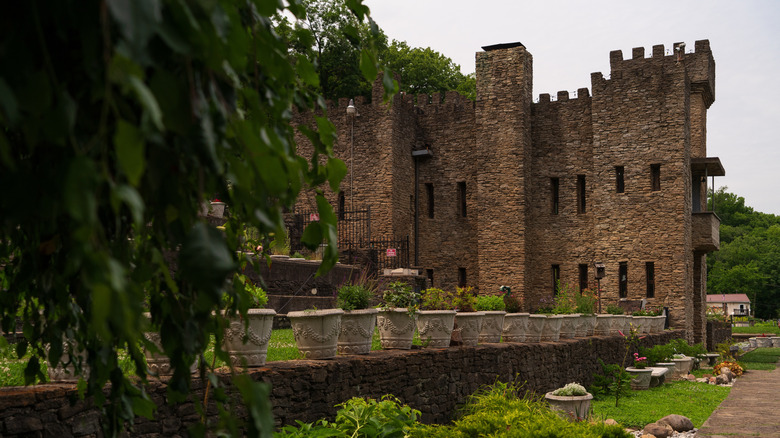A view of Loveland Castle on a cloudy day in Ohio.