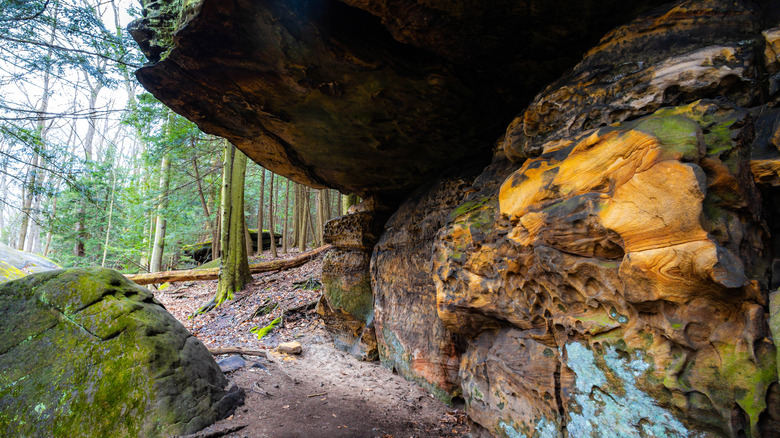 Photograph of the stunning Green Caves along the Ledges Trail in Cuyahoga Valley National Park.