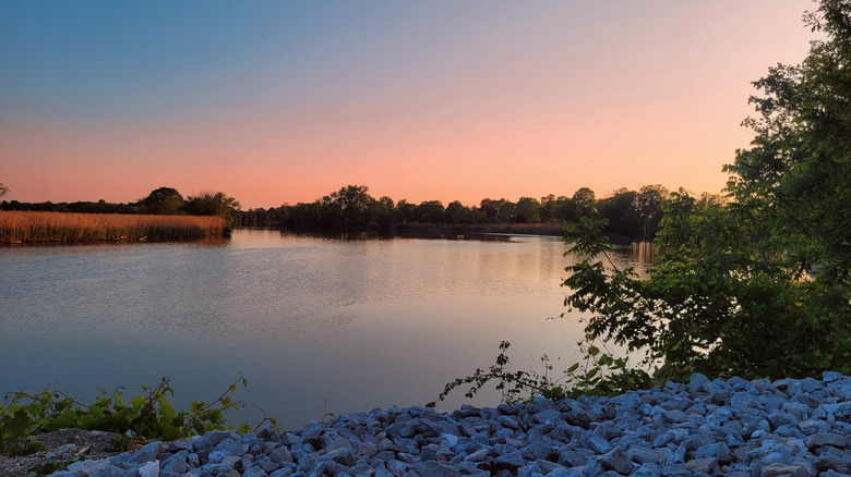 Image of sunset over Portage River in Ohio