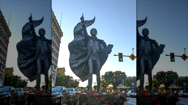 A statue of Alexander Hamilton downtown