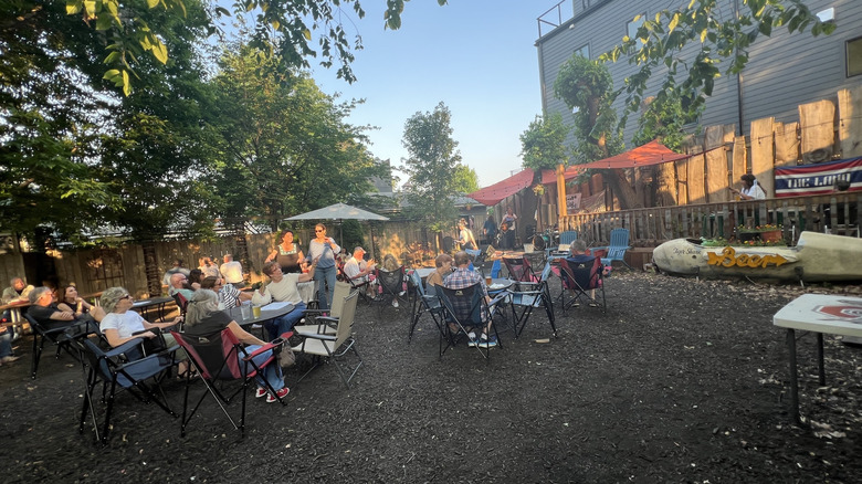 Beer garden at Forest City Brewing in Cleveland, Ohio.