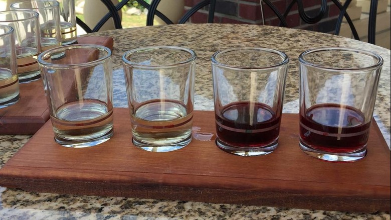A flight of wine from South River Vineyard
