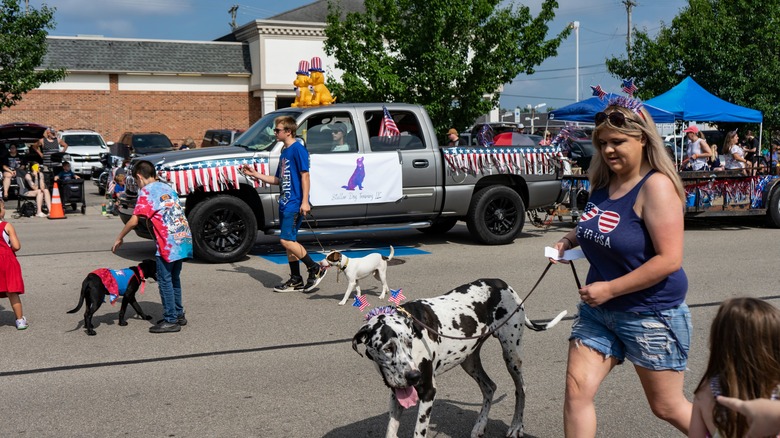 Dog training group in parade in Fairborn, Ohio