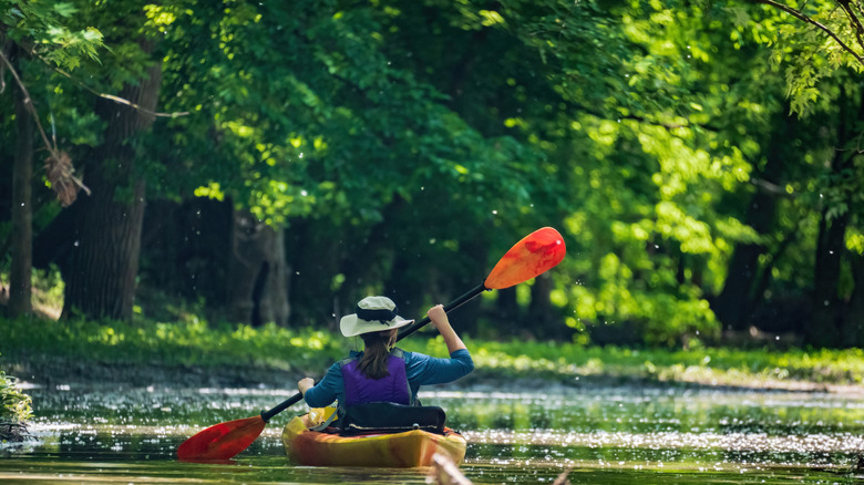 Woman kayaking