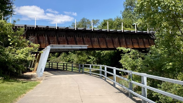 Portion of Ottawa River Bikeway passing under a railroad bridge