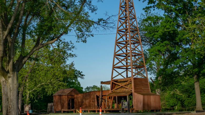 100 year old oil well drilling derrick in Oklahoma