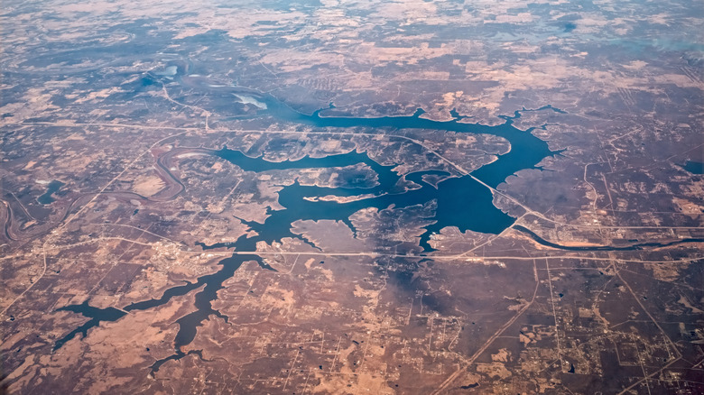 Aerial view of Keystone Lake near Mannford, Oklahoma