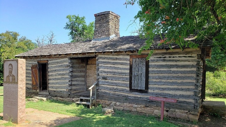 Examples of historic clothing, displayed at the Fort Washita museum in Oklahoma