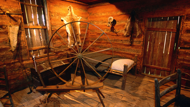 The inside of Sequoyah's cabin in Sallisaw, Oklahoma