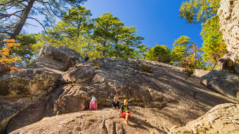 steep rock cliffs at Robbers Cave State Park in Oklahoma