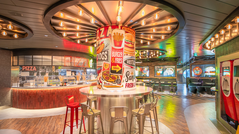 A pizza restaurant on a cruise ship