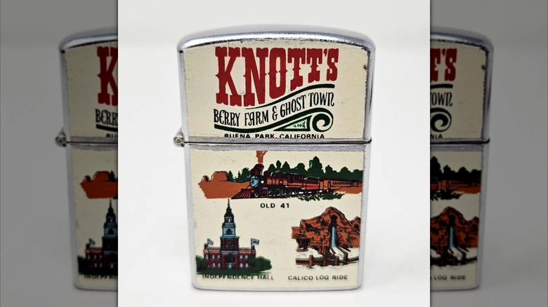 A vintage metal lighter from Knott's Berry Farm.