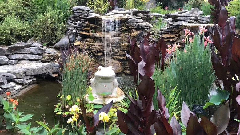 Garden pond and waterfall at Oliver Winery in Bloomington, Indiana