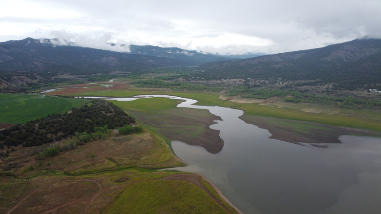An aerial view of Navajo State Park