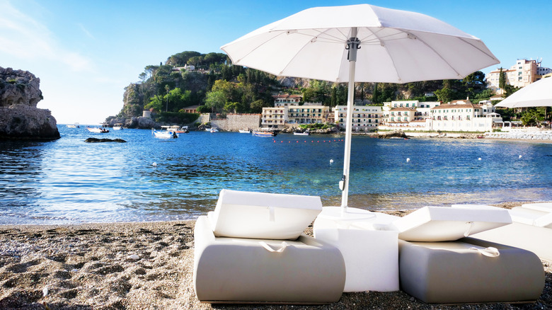 Sun loungers at Mazzarò Sea Palace in Sicily