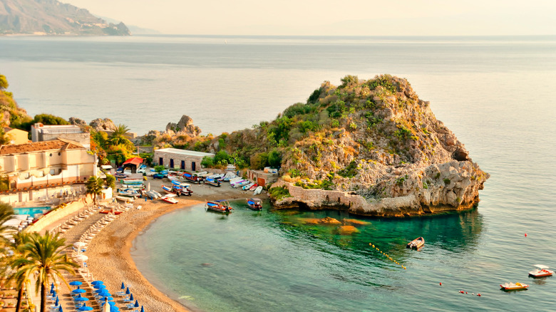 Aerial view of Mazzaro Bay in Sicily