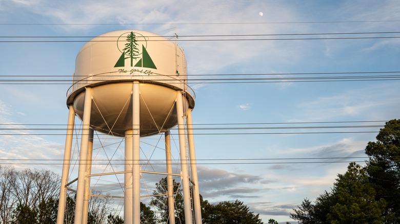 The water tower in Tega Cay, South Carolina