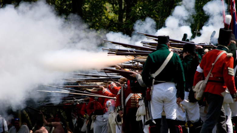 A reenactment takes place at Fort Erie, Ontario