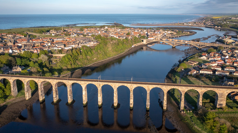 Viaduct across the river at Berwick-upon-Tweed, England