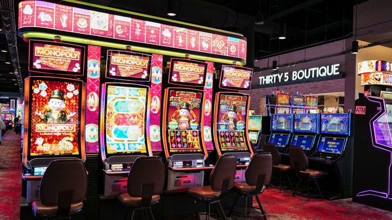 A row of electronic games at Border Casino
