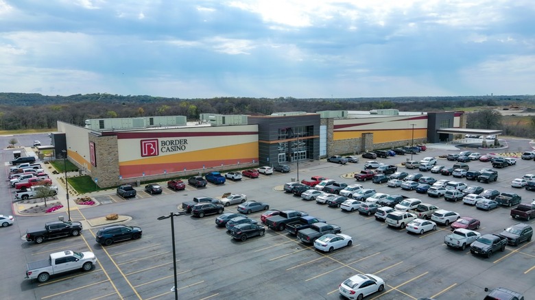 A view of Border Casino's building and parking lot