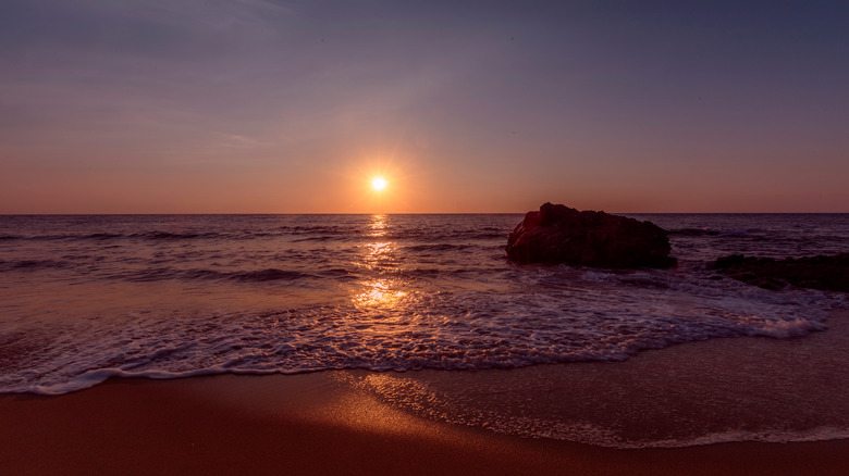 Sunset over the ocean in San Pancho, Mexico