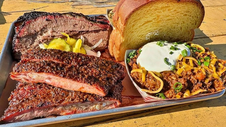 Plate of Texas-style barbecue at Breakwater Barbecue in California