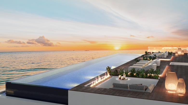 Rendering of the infinity-edge rooftop pool at ONEGT