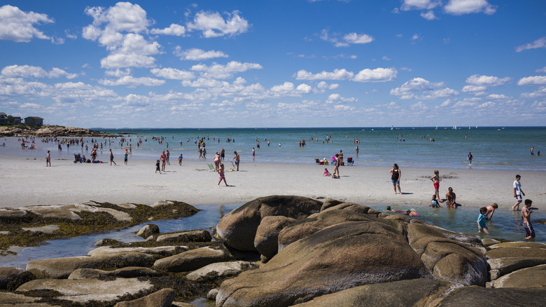 Wingaersheek Beach on a summer day in Gloucester, Massachusetts.
