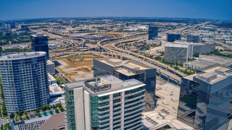 An aerial view of downtown Plano, Texas