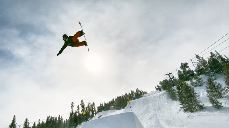 A snowboarder at Eldora Ski Resort